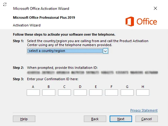 How to Activate Your Product 3 Microsoft Office Activation Wizard showing Installation ID and Confirmation ID entry fields.